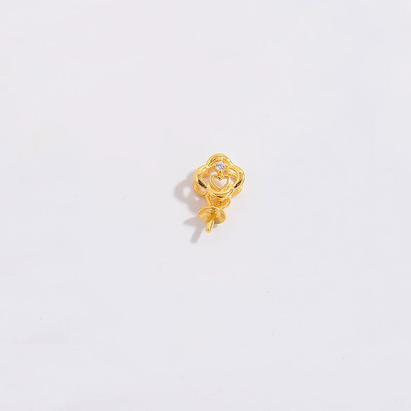 Wholesale Jewelry Buckle 925 Silver Gold Plated Zircon Inlaid Flower Pattern Pendant