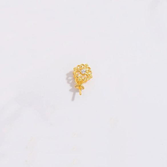 Wholesale Jewelry Buckle 925 Silver Gold Plated Zircon Inlaid Flower Pattern Pendant