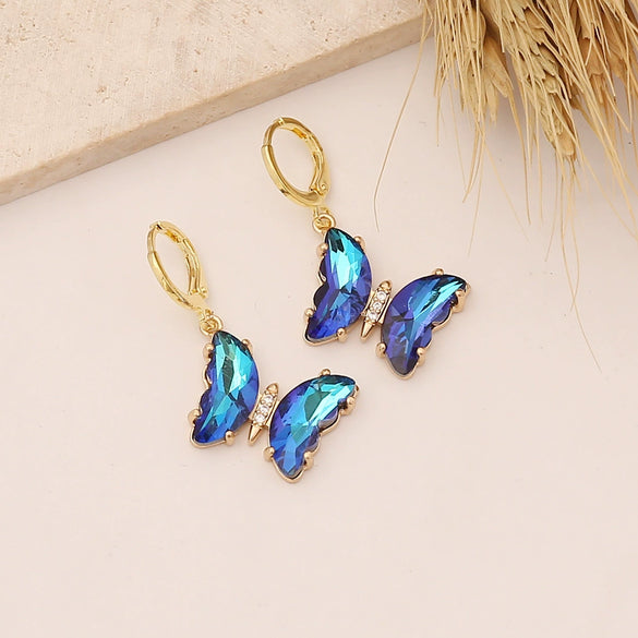 Wholesale Jewelry Butterfly Copper Electroplated Women's Earrings