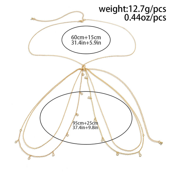Wholesale Jewelry Butterfly Crystal Bikini Chest Chain Women's Copper Animals Style Electroplated Body Chain
