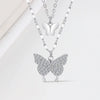 Wholesale Jewelry Butterfly Double Layer S925 Sterling Silver Clavicle Chain With Electroplating