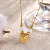 Wholesale Jewelry Butterfly Pearl 316L Stainless Steel Electroplating Necklace