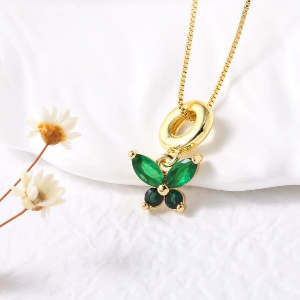 Wholesale Jewelry Butterfly Pendant Necklace Copper Gold Plated Box Chain Animal Zodiac Minimalist Style