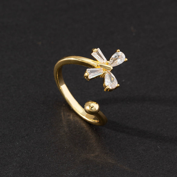 Wholesale Jewelry Butterfly Ring Copper Electroplated Animal Style For Women