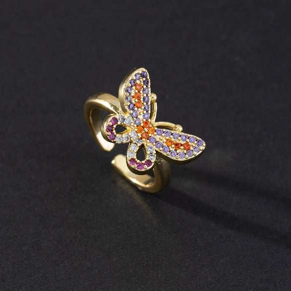 Wholesale Jewelry Butterfly Ring Copper Electroplated Animal Style For Women