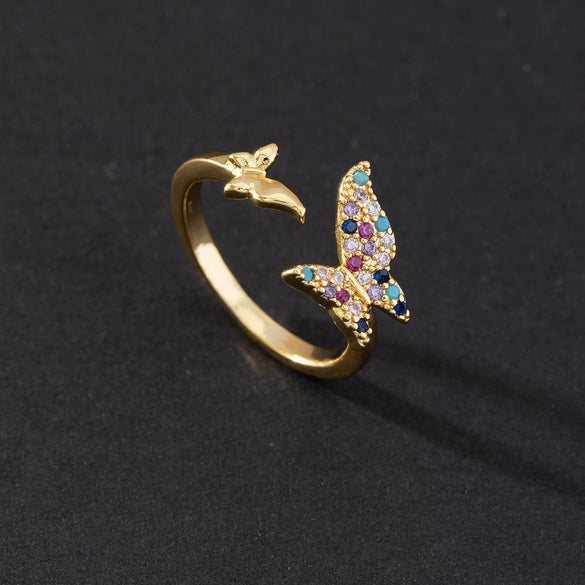 Wholesale Jewelry Butterfly Ring Copper Electroplated Animal Style For Women