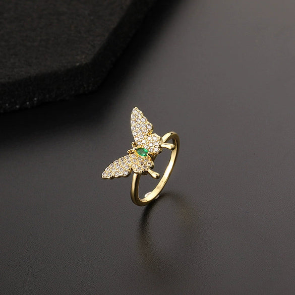 Wholesale Jewelry Butterfly Ring Copper Electroplated Animal Style For Women