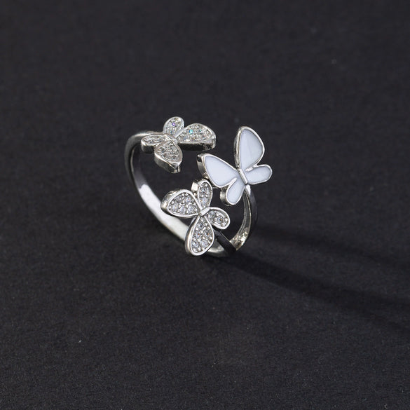 Wholesale Jewelry Butterfly Ring Copper Electroplated Animal Style For Women