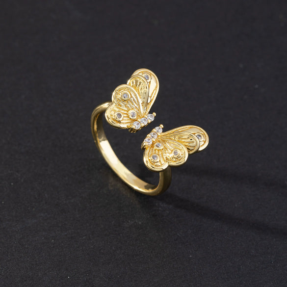 Wholesale Jewelry Butterfly Ring Copper Electroplated Animal Style For Women