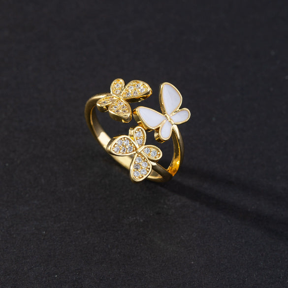Wholesale Jewelry Butterfly Ring Copper Electroplated Animal Style For Women