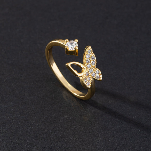 Wholesale Jewelry Butterfly Ring Copper Electroplated Animal Style For Women