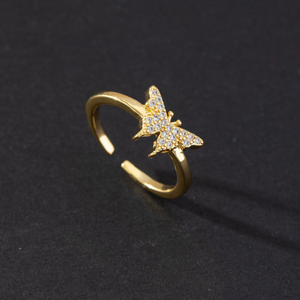 Wholesale Jewelry Butterfly Ring Copper Electroplated Animal Style For Women
