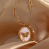 Wholesale Jewelry Butterfly Shell Star Style Copper Real Gold Plated Photo Frame Pendant Necklace Unisex