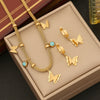 Wholesale Jewelry Butterfly Stainless Steel Clavicle Chain Set With Electroplating And Animal Pattern For Women