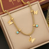 Wholesale Jewelry Butterfly Stainless Steel Clavicle Chain Set With Electroplating And Animal Pattern For Women