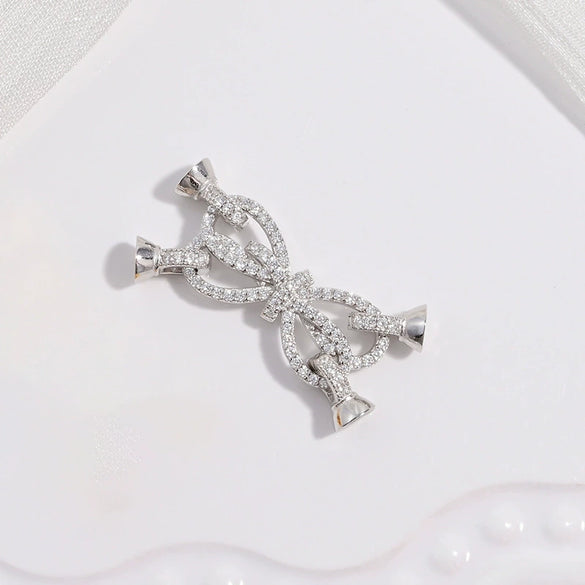 Wholesale Jewelry Butterfly Tie Pearl Universal Buckle Diy Bracelet Sweater Chain Four Leaf Clover With Receiving Tail Buckle S925 Sterling Silver Zirconia