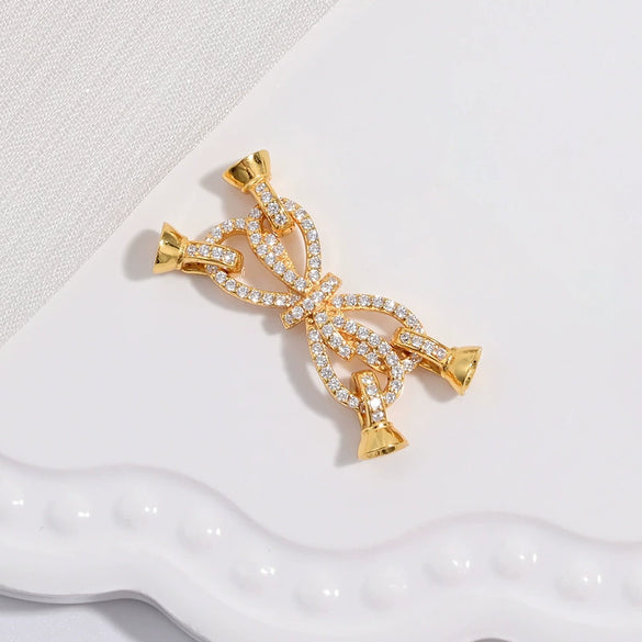 Wholesale Jewelry Butterfly Tie Pearl Universal Buckle Diy Bracelet Sweater Chain Four Leaf Clover With Receiving Tail Buckle S925 Sterling Silver Zirconia