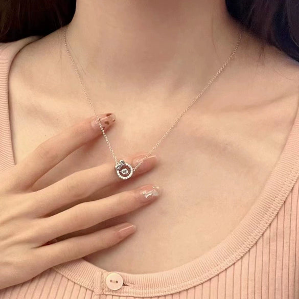 Wholesale Jewelry Cartoon Animal Style 925 Sterling Silver Inlaid Zircon O Shaped Chain Pendant Necklace For Women