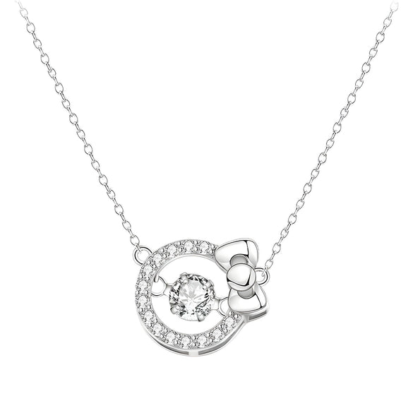 Wholesale Jewelry Cartoon Animal Style 925 Sterling Silver Inlaid Zircon O Shaped Chain Pendant Necklace For Women