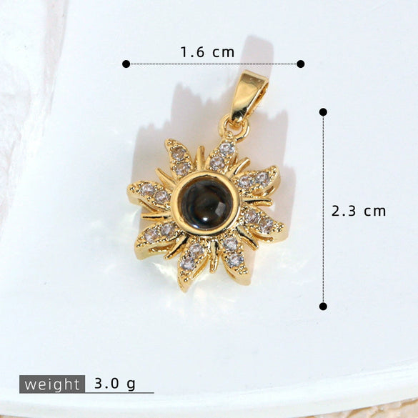 Wholesale Jewelry Cartoon Copper Heart Pendant Necklace With Flower Letter Number And Text Patterns Electroplated