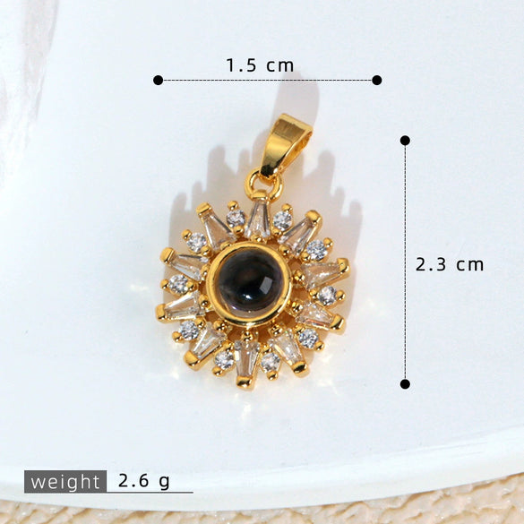 Wholesale Jewelry Cartoon Copper Heart Pendant Necklace With Flower Letter Number And Text Patterns Electroplated