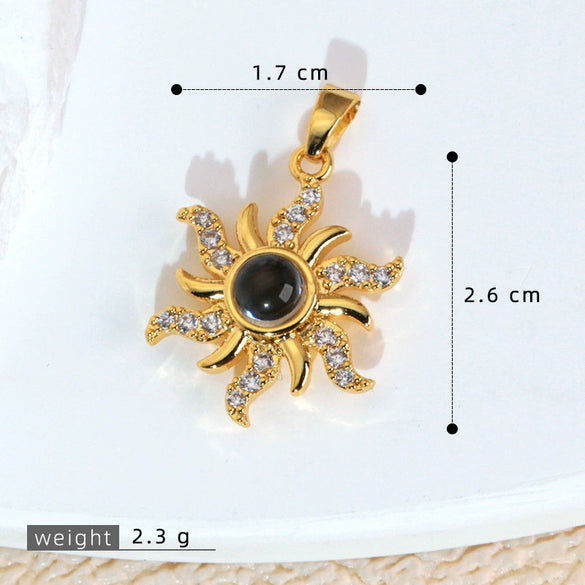 Wholesale Jewelry Cartoon Copper Heart Pendant Necklace With Flower Letter Number And Text Patterns Electroplated