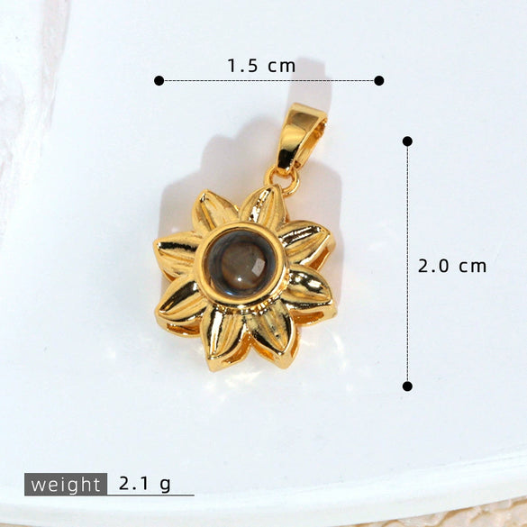Wholesale Jewelry Cartoon Copper Heart Pendant Necklace With Flower Letter Number And Text Patterns Electroplated