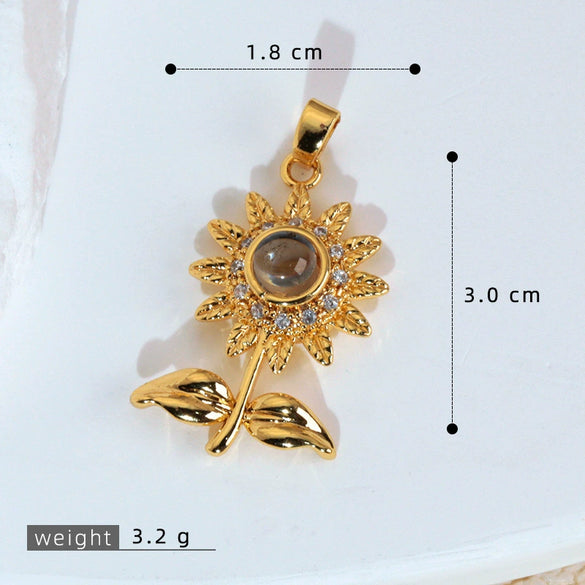 Wholesale Jewelry Cartoon Copper Heart Pendant Necklace With Flower Letter Number And Text Patterns Electroplated