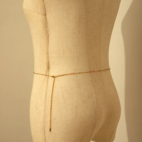 Wholesale Jewelry Casual Beach Simple Style Geometric 201 Stainless Steel 18K Gold Plated Waist Chain