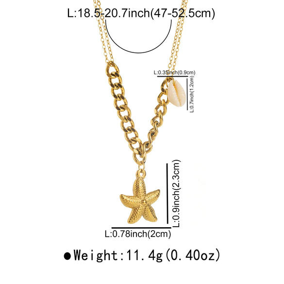 Wholesale Jewelry Casual Beach Starfish Conch Dolphin 304 Stainless Steel Pendant Necklace