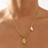 Wholesale Jewelry Casual Beach Starfish Conch Dolphin 304 Stainless Steel Pendant Necklace