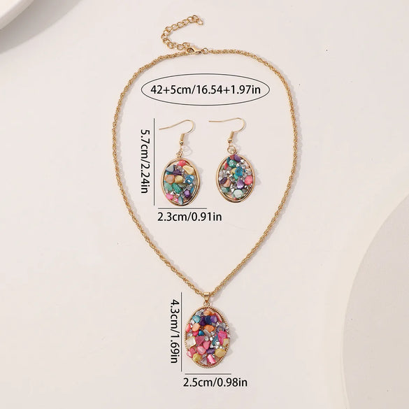 Wholesale Jewelry Casual Exaggerated Bohemian Oval 304 Stainless Steel Stone Jewelry Set