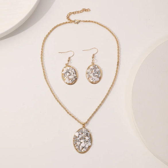 Wholesale Jewelry Casual Exaggerated Bohemian Oval 304 Stainless Steel Stone Jewelry Set