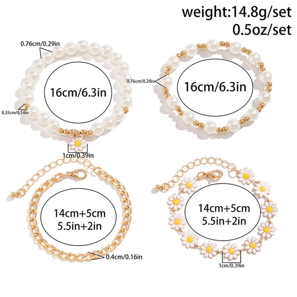 Wholesale Jewelry Casual Hawaiian Bohemian Pentagram Heart Shape Daisy CCB Alloy Soft Clay Beaded Knitting Bracelets
