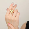Wholesale Jewelry Casual Heart Shape 304 Stainless Steel 18K Gold Plated Plating Rings