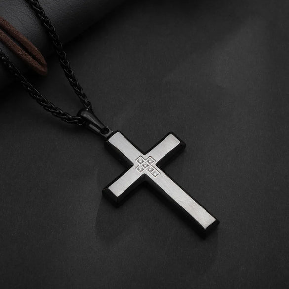 Wholesale Jewelry Casual Hip-Hop Cross 304 Stainless Steel Plating Pendant Necklace