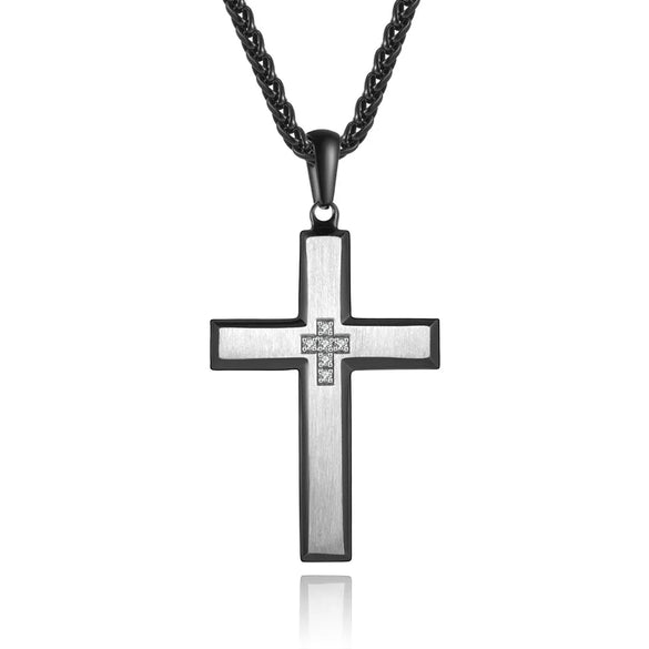 Wholesale Jewelry Casual Hip-Hop Cross 304 Stainless Steel Plating Pendant Necklace