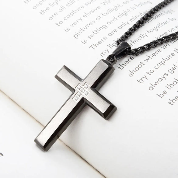 Wholesale Jewelry Casual Hip-Hop Cross 304 Stainless Steel Plating Pendant Necklace