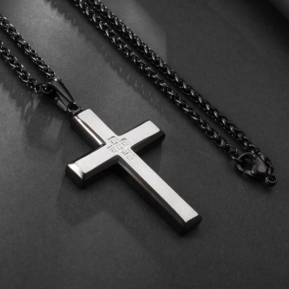 Wholesale Jewelry Casual Hip-Hop Cross 304 Stainless Steel Plating Pendant Necklace