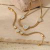 Wholesale Jewelry Casual Modern Style Heart Shape 304 Stainless Steel Zircon 16K Gold Plated White Gold Plated Gold Plated Inlay Bracelets Necklace