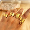 Wholesale Jewelry Casual Retro Simple Style Solid Color 304 Stainless Steel 18K Gold Plated Plating Hollow Out Open Rings