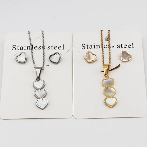 Wholesale Jewelry Casual Simple Style Classic Style Heart Shape 304 Stainless Steel Gold Plated Jewelry Set