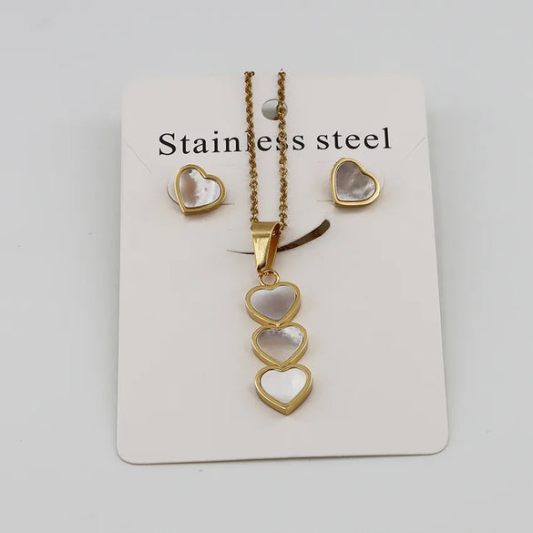 Wholesale Jewelry Casual Simple Style Classic Style Heart Shape 304 Stainless Steel Gold Plated Jewelry Set