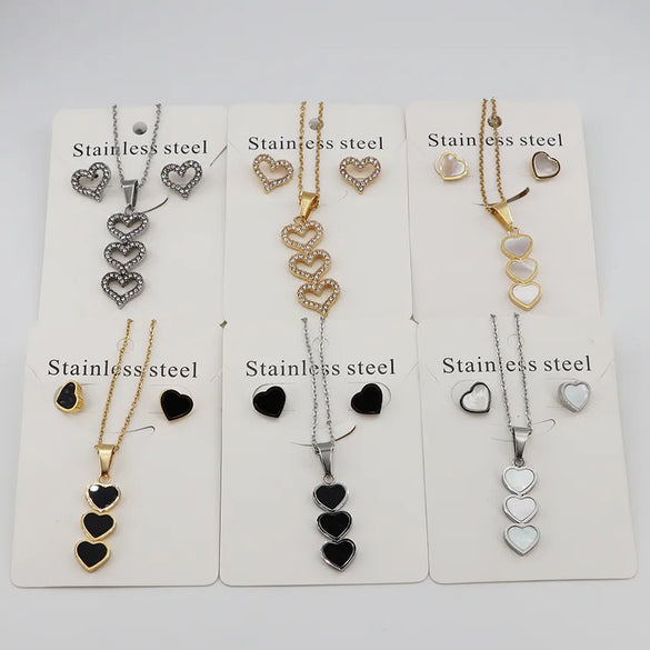 Wholesale Jewelry Casual Simple Style Classic Style Heart Shape 304 Stainless Steel Gold Plated Jewelry Set