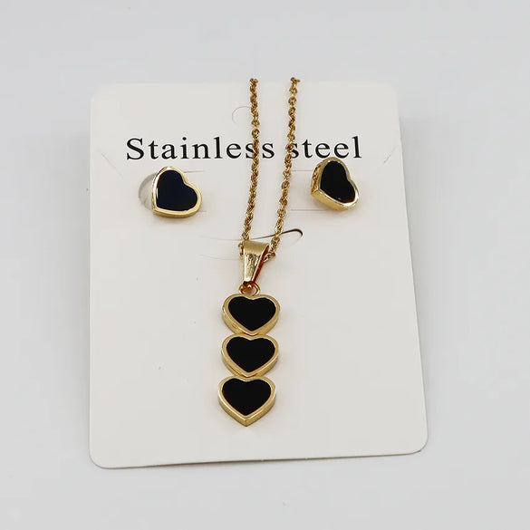 Wholesale Jewelry Casual Simple Style Classic Style Heart Shape 304 Stainless Steel Gold Plated Jewelry Set