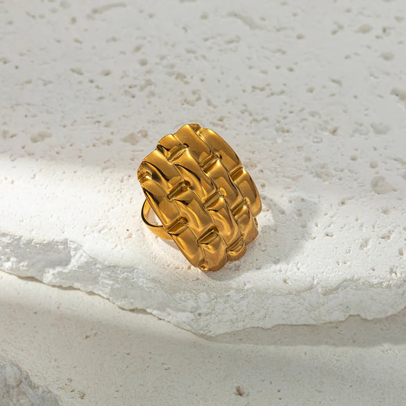 Wholesale Jewelry Casual Simple Style Square 304 Stainless Steel 14K Gold Plated Open Rings