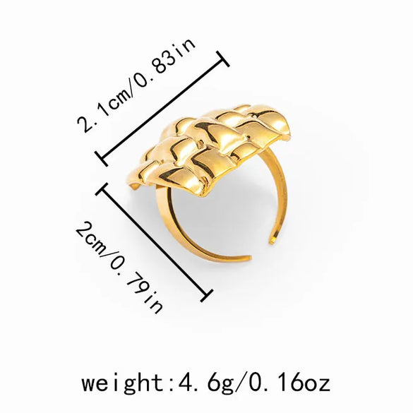 Wholesale Jewelry Casual Simple Style Square 304 Stainless Steel 14K Gold Plated Open Rings