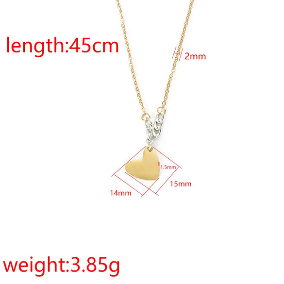 Wholesale Jewelry Casual Simple Style U Shape Customization Laser Engraving 304 Stainless Steel 18K Gold Plated Mixed Metal Pendant Necklace Cable Chain