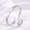 Wholesale Jewelry Casual Solid Color Titanium Steel Rings Bangle Jewelry Set
