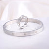Wholesale Jewelry Casual Solid Color Titanium Steel Rings Bangle Jewelry Set